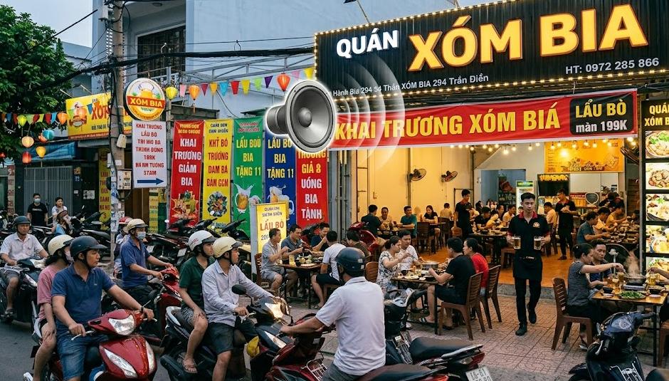Giải pháp thu âm khai trương giúp Quán Xóm Bia 294 Trần Điền thu hút đông đảo khách hàng trong ngày mở bán.