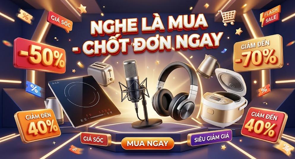Kịch bản thu âm phát loa siêu thị điện máy hấp dẫn giúp tối ưu hóa tỷ lệ chuyển đổi đơn hàng tại điểm bán.